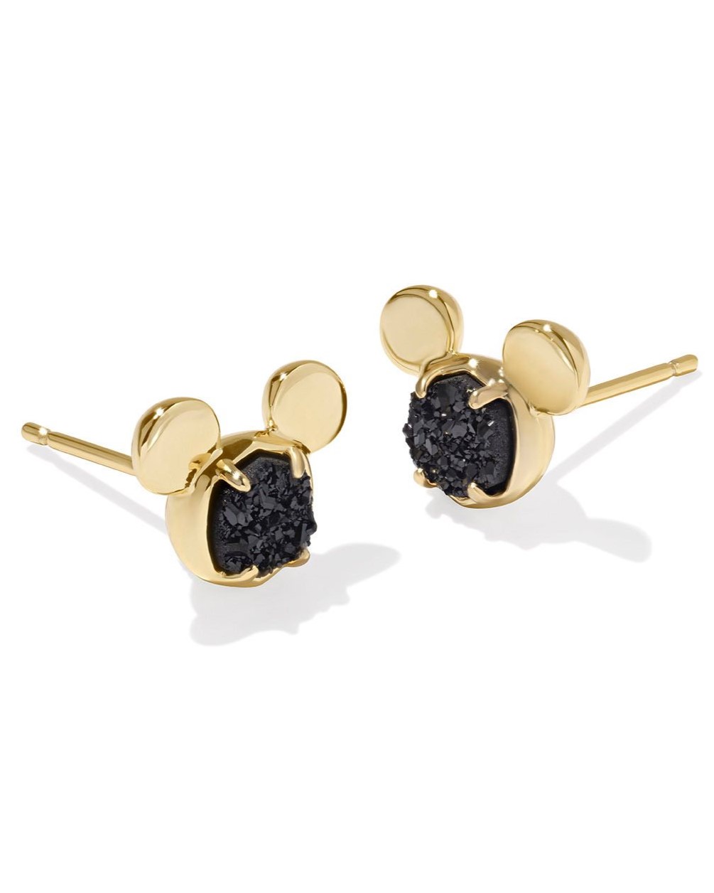 KENDRA SCOTT MICKEY MOUSE BLACK DRUSY GOLD TONE STUD EARRINGS