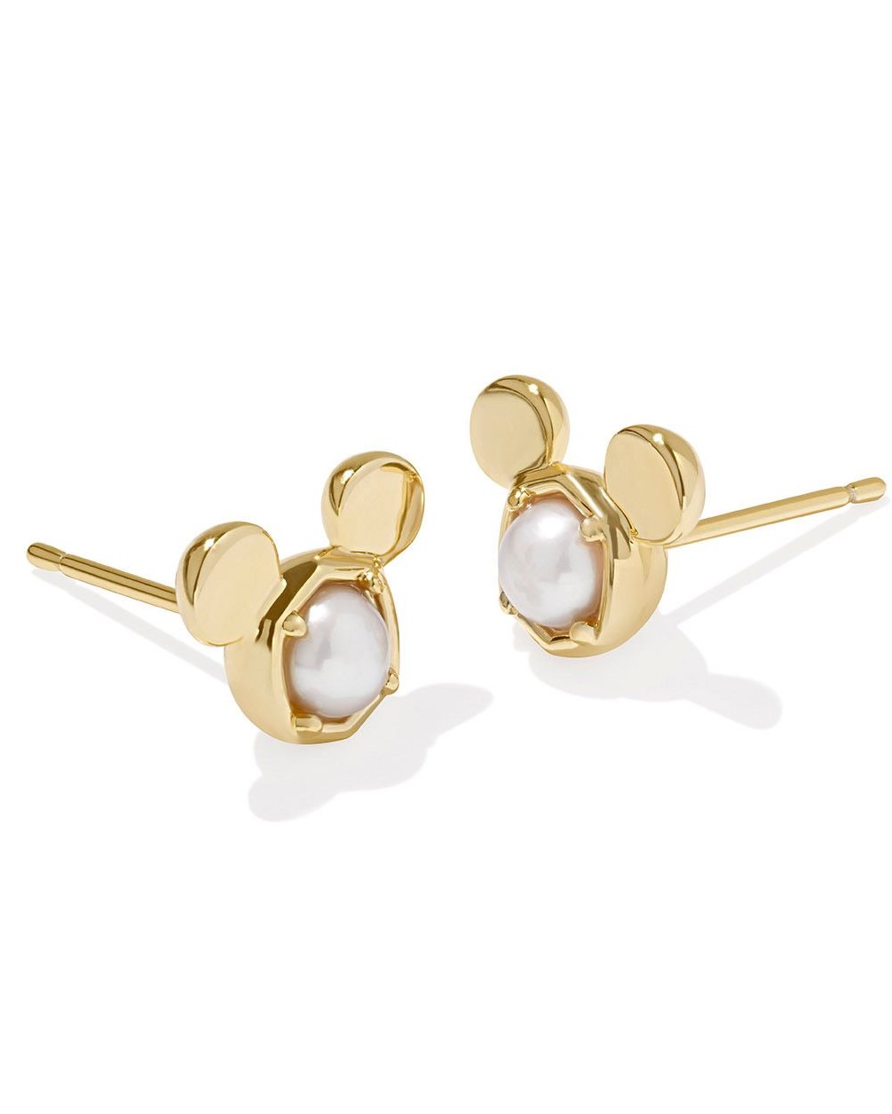 KENDRA SCOTT MICKEY MOUSE WHITE PEARL GOLD TONE STUD EARRINGS