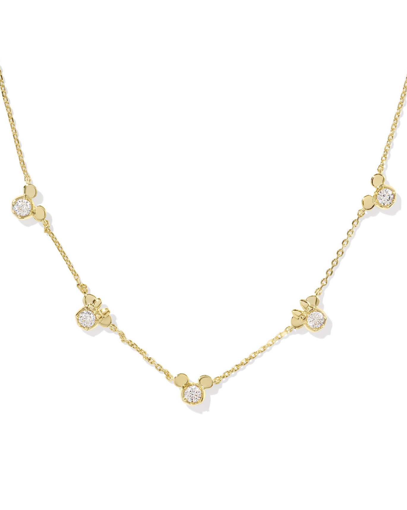 KENDRA SCOTT MICKEY MINNIE MOUSE WHITE CRYSTAL GOLD TONE STRAND