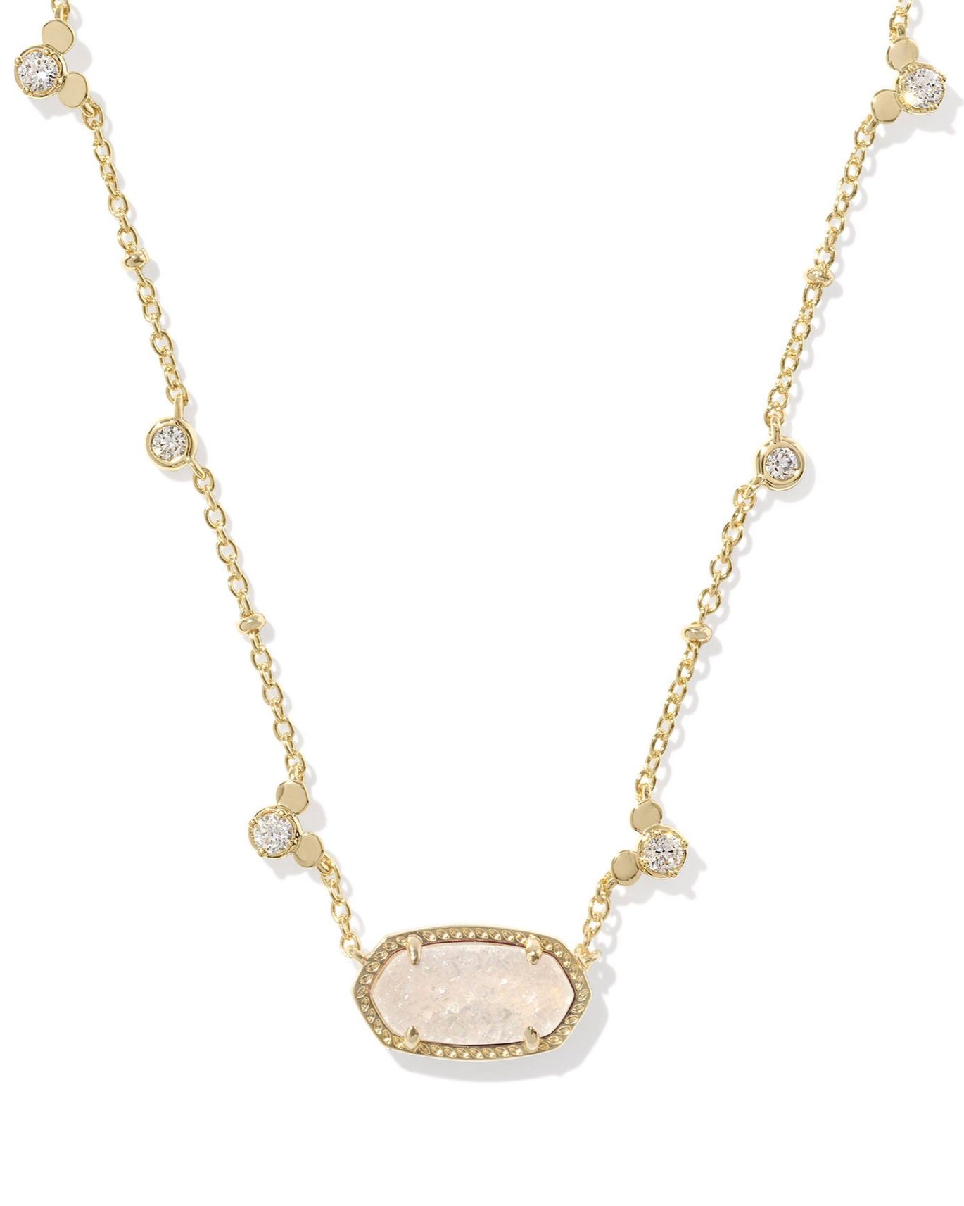 KENDRA SCOTT MICKEY MOUSE ELISA IRIDESCENT DRUSY GOLD TONE NECKLACE