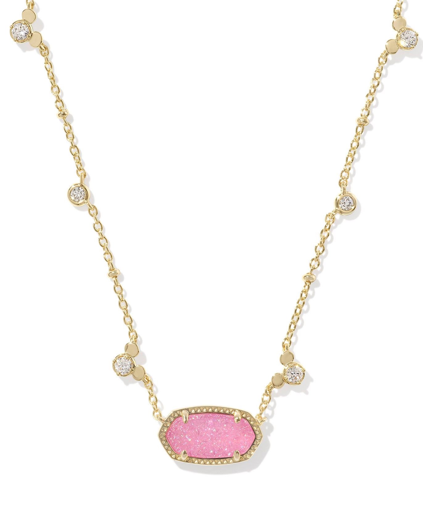 KENDRA SCOTT MICKEY MOUSE ELISA HOT PINK DRUSY GOLD TONE NECKLACE