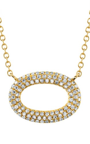 .23CTW OPEN-OVAL DIAMOND PAVE NECKLACE CONTAINING: 100 ROUND DIAMONDS 14KY