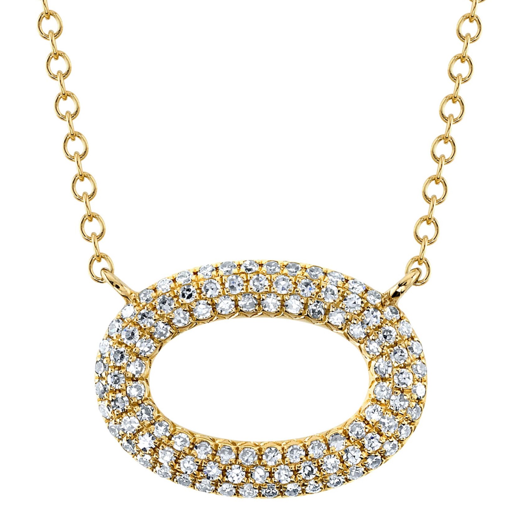 .23CTW OPEN-OVAL DIAMOND PAVE NECKLACE CONTAINING: 100 ROUND DIAMONDS 14KY
