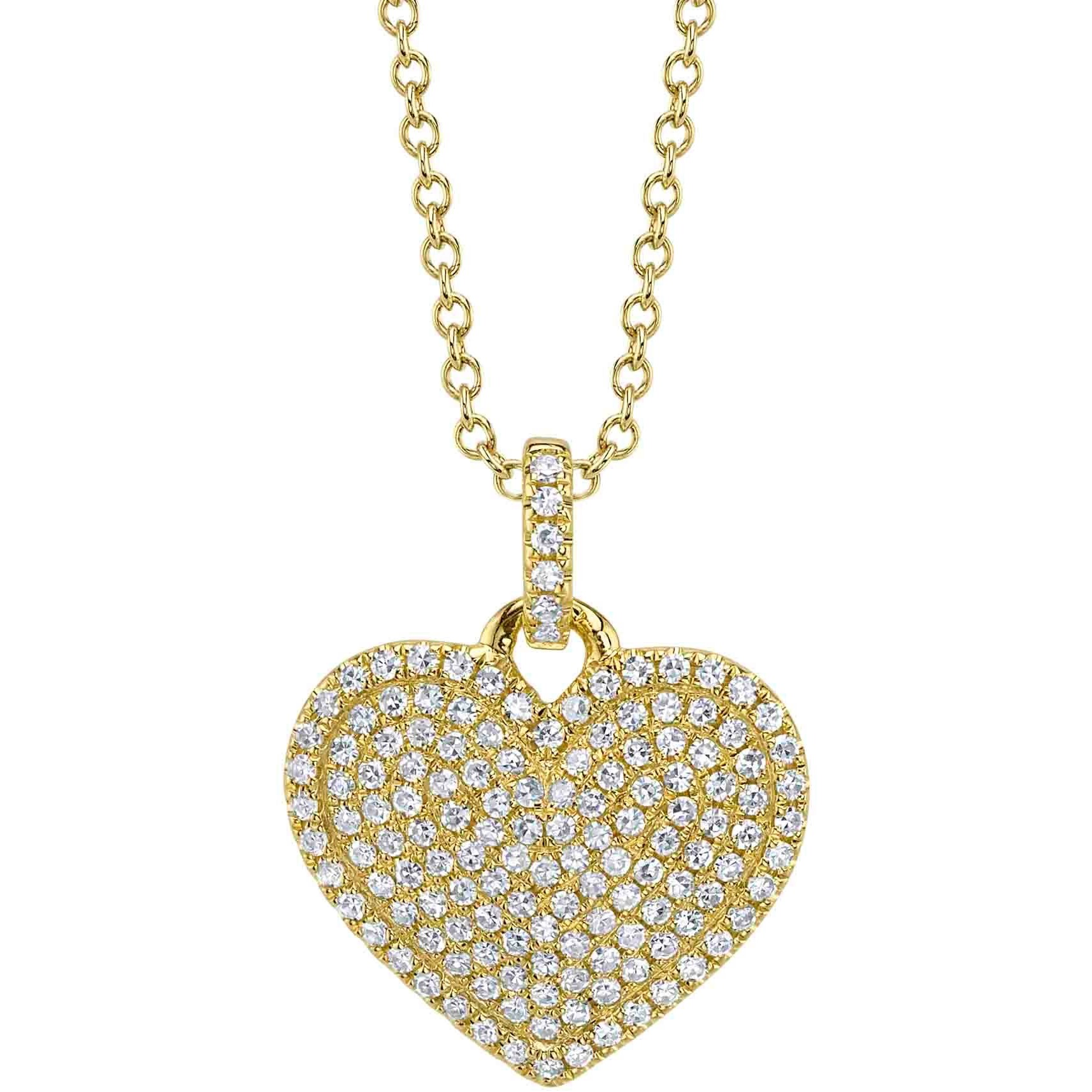.31CTW DIAMOND PAVE HEART PENDANT/CHAIN CONTAINING: 141 ROUND DIAMONDS 14KY  CHAIN INCLUDED