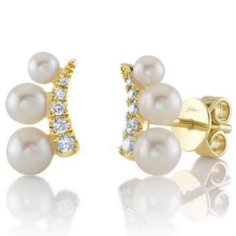 .11TDW 6 PEARLS + 10 ROUND DIAMONDS 