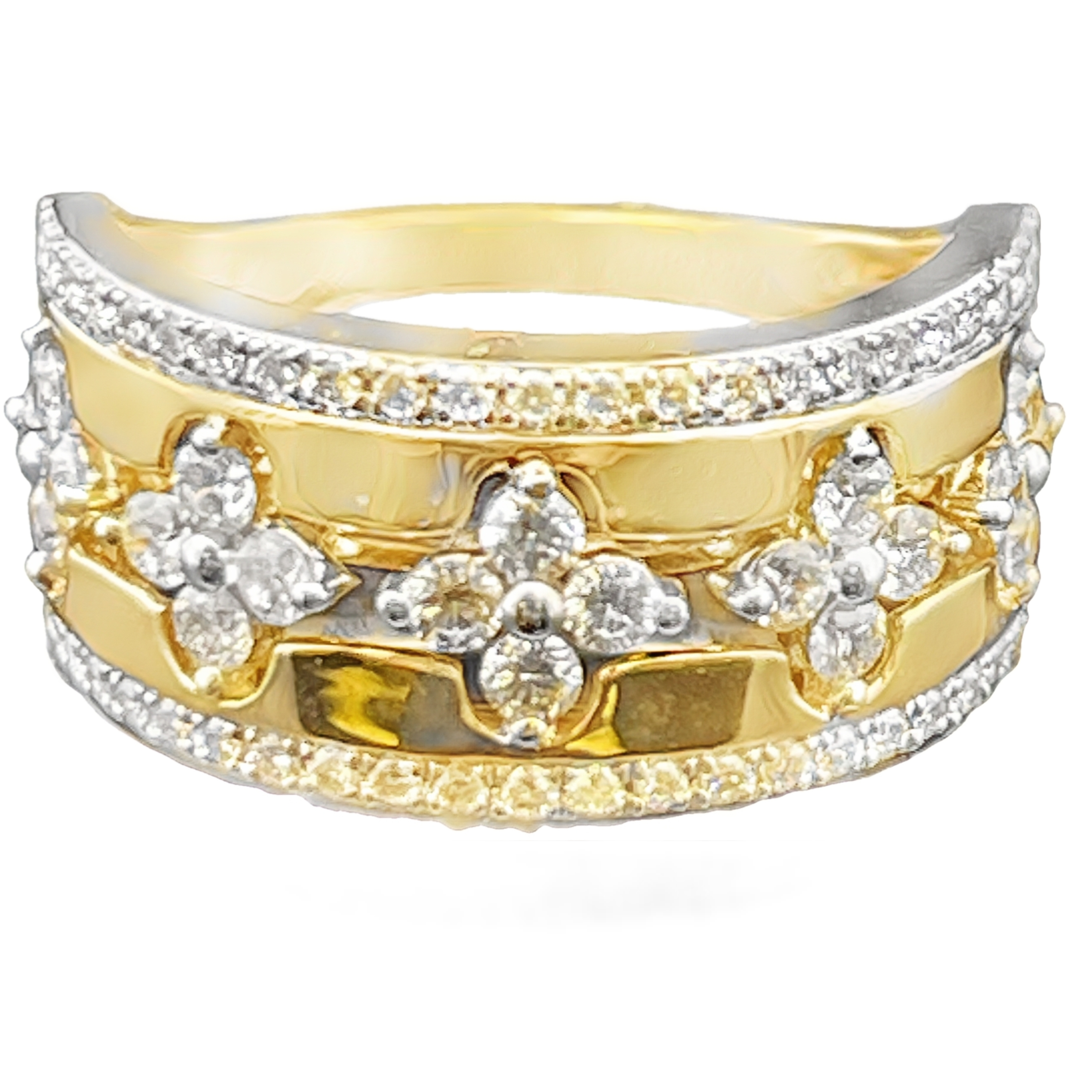 .72CTW 5-CLOVER CENTER DIAMOND EDGE LDS BAND RING CONTAINING: 66 ROUND DIAMONDS 14KY