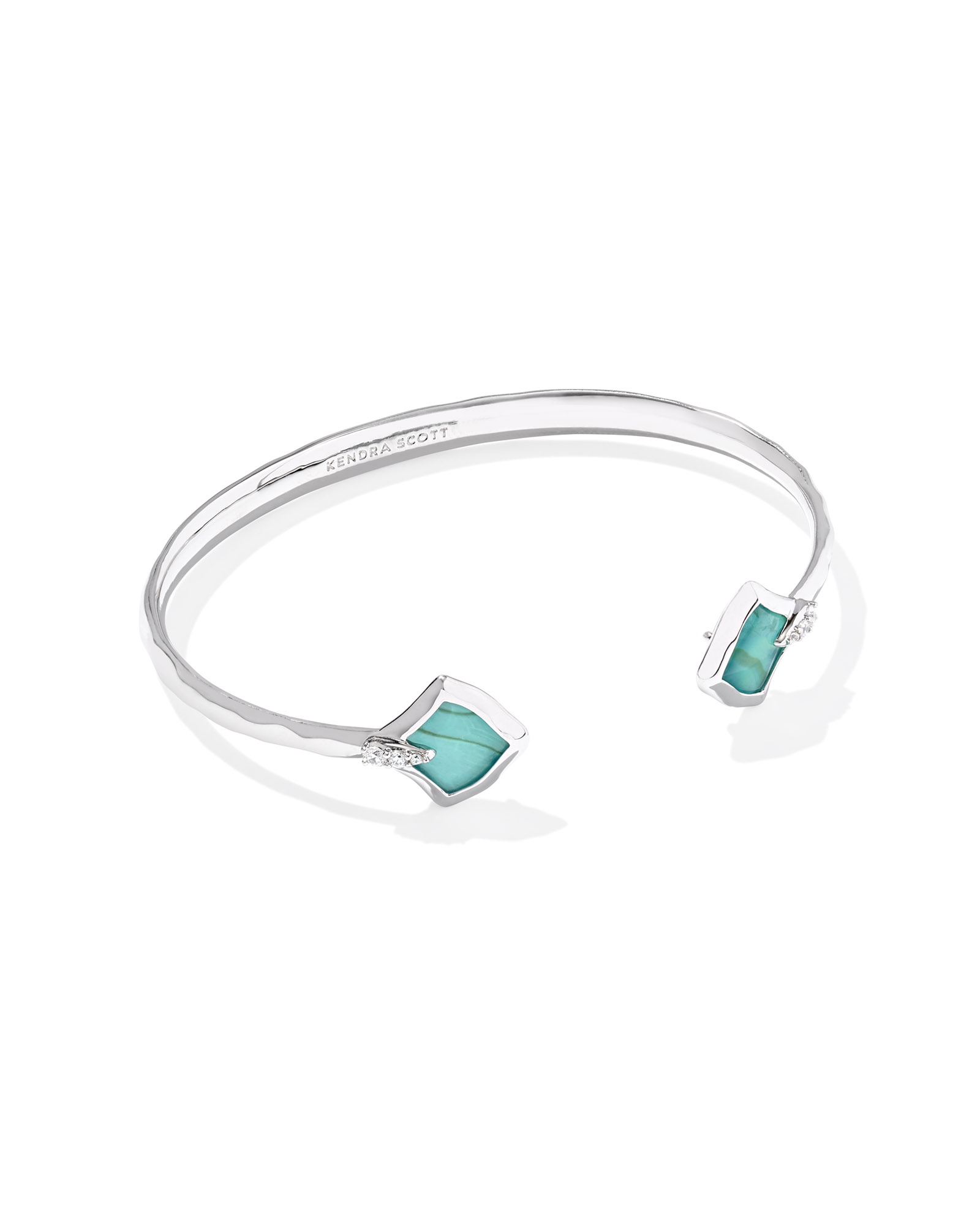 KENDRA SCOTT JOELLE BRIGHT AQUA ILLUSION RHODIUM CUFF BRACELET