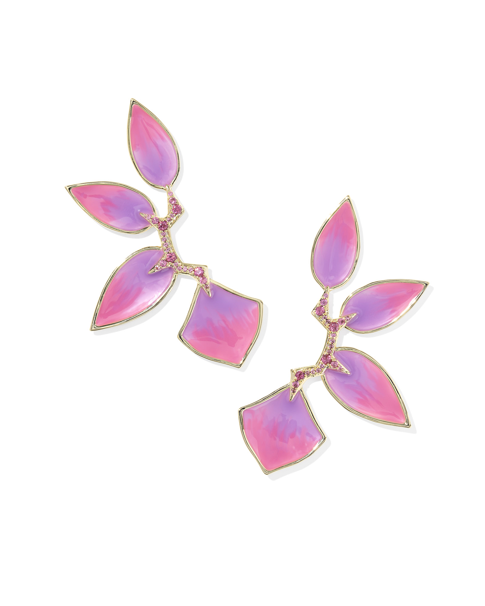 KENDRA SCOTT JOELLE SUNRISE OMBRE ENAMEL GOLD TONE STATEMENT EARRINGS