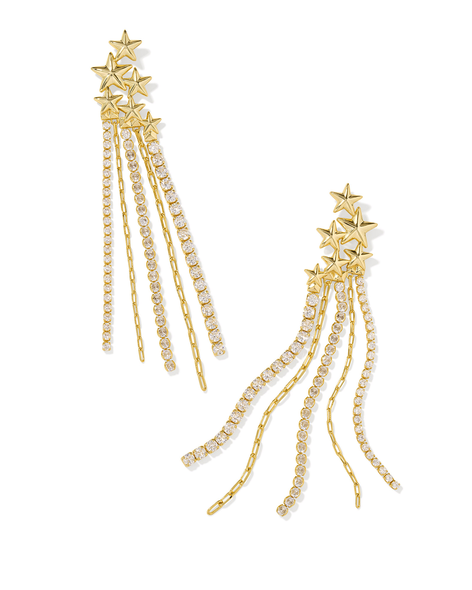 KENDRA SCOTT CASSIDY WHITE CZ GOLD TONE STATEMENT EARRINGS