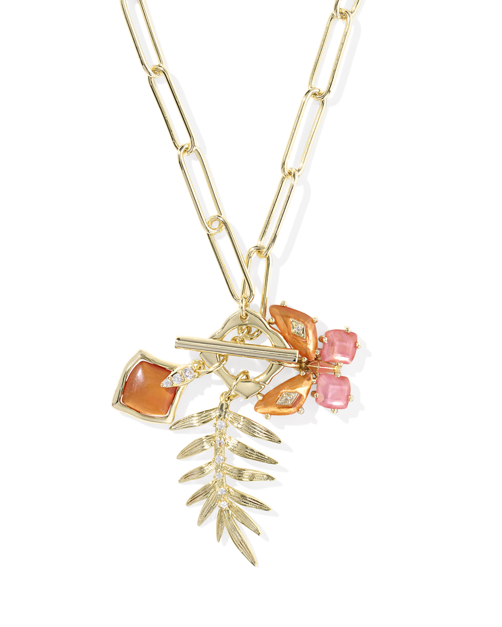 KENDRA SCOTT BIANCA BUTTERFLY ORANGE MIX GOLD TONE NECKLACE