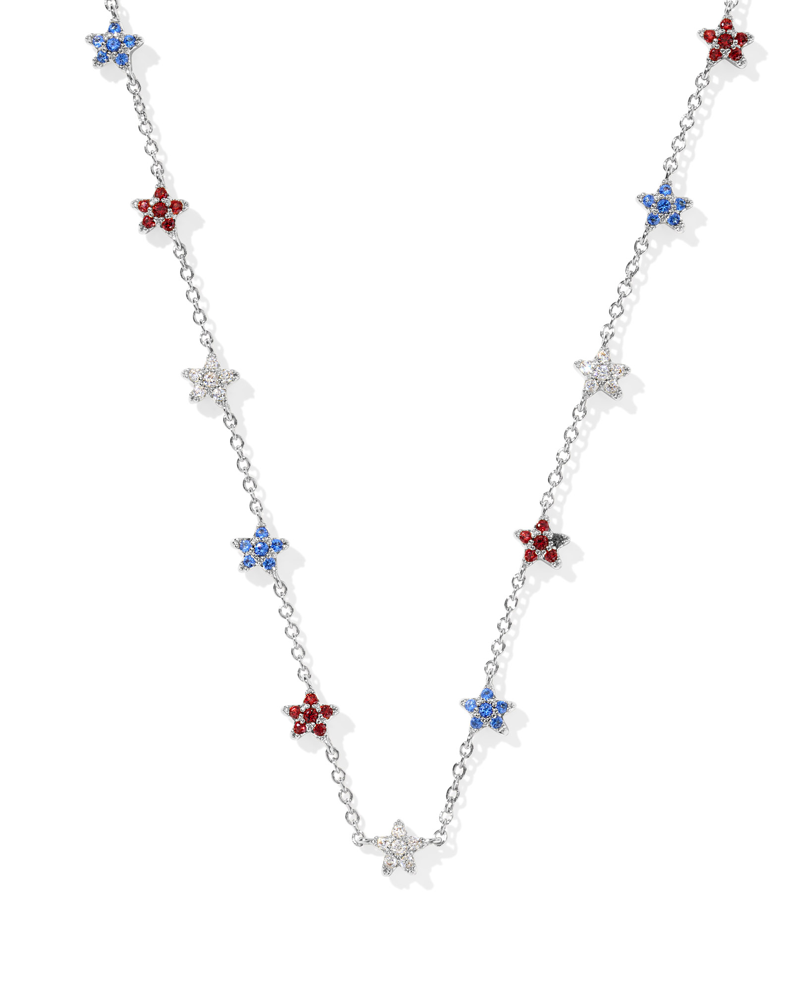 KENDRA SCOTT SIERRA STAR RED/WHITE/BLUE RHODIUM STRAND NECKLACE