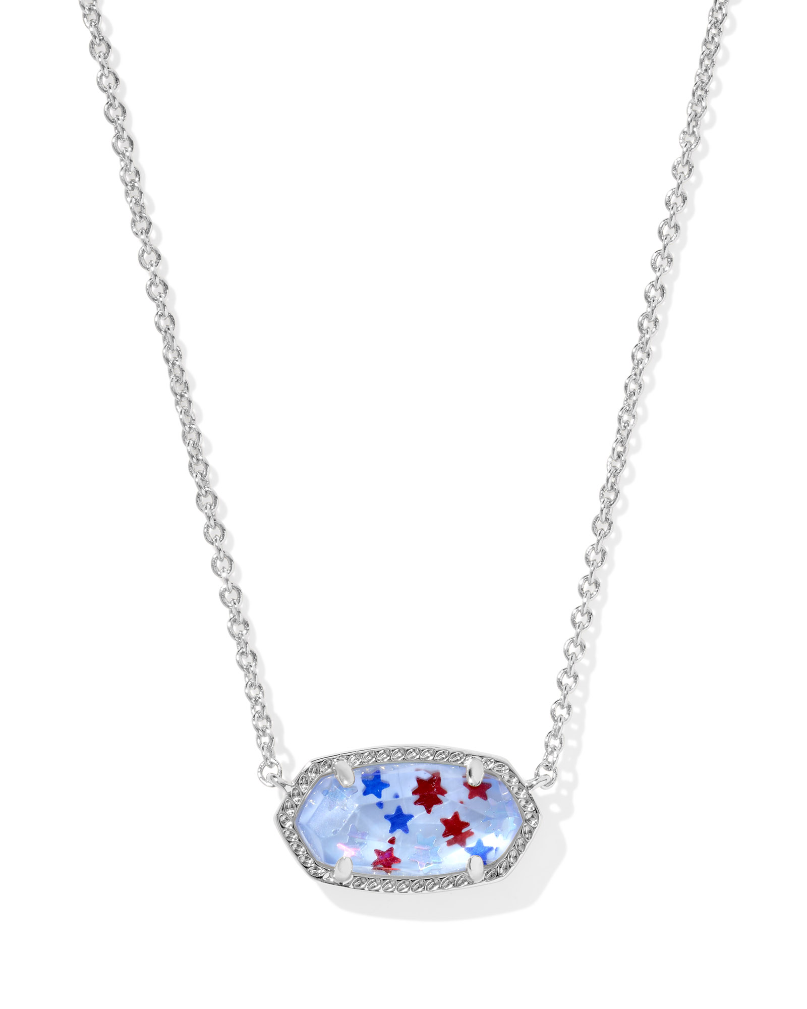 KENDRA SCOTT ELISA RED/WHITE/BLUE MIX RHODIUM NECKLACE