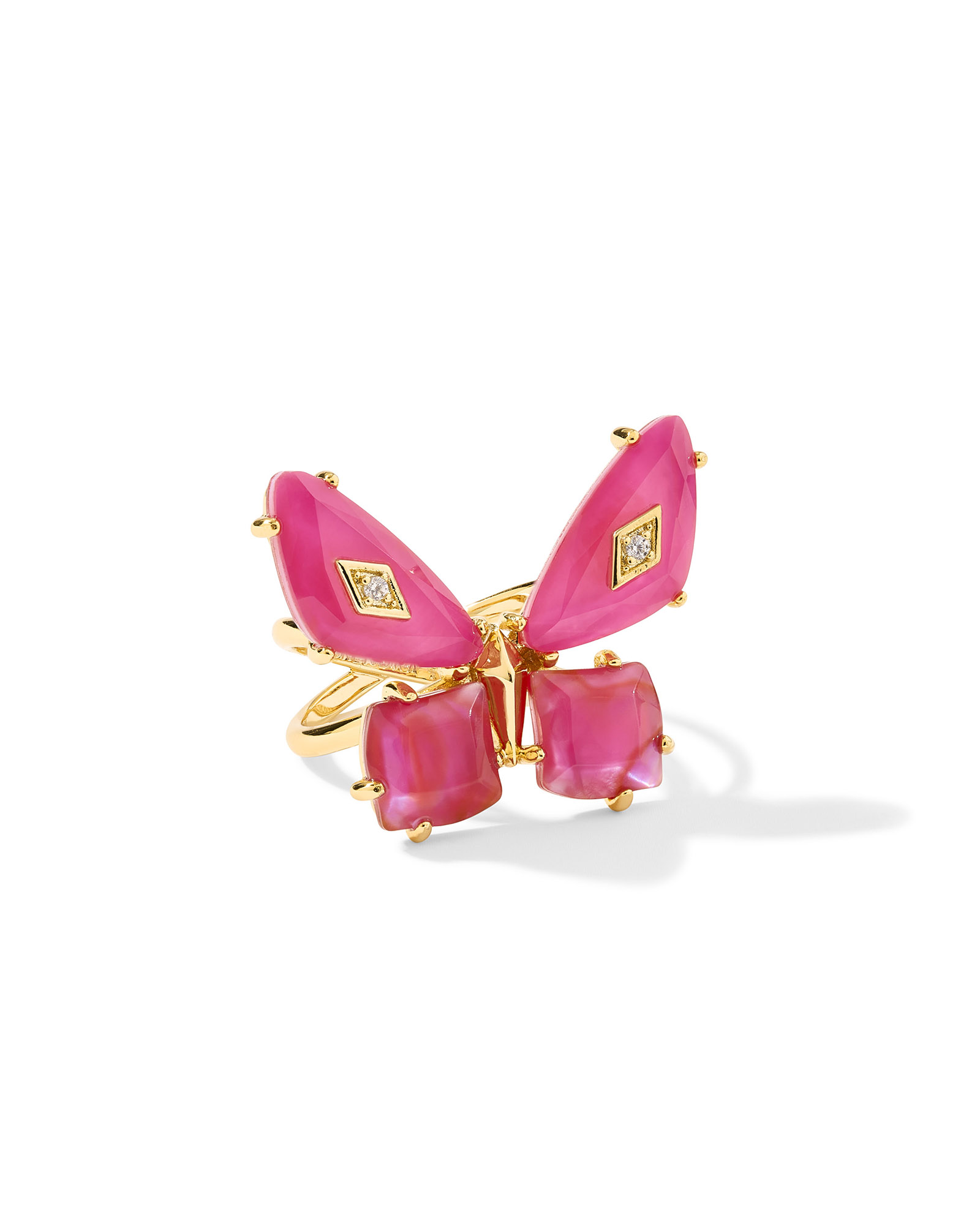 KENDRA SCOTT BIANCA BUTTERFLY PINK MIX GOLD TONE RING SIZE 7