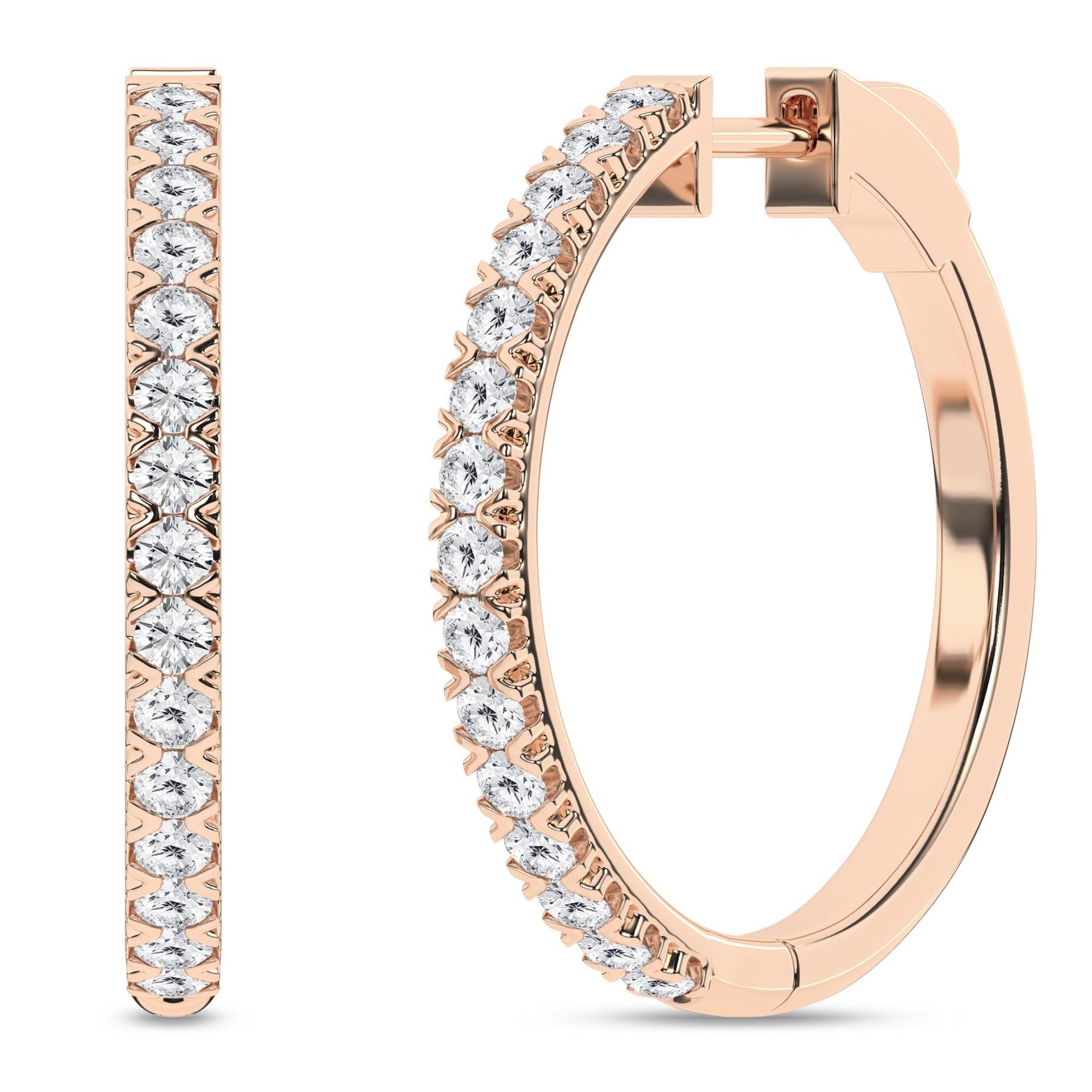 SUPER MAN MADE CREATED 1.00CTW 72 ROUND DIAMOND ROUND HOOP EARRINGS E-F VS 14KY 39J483072505