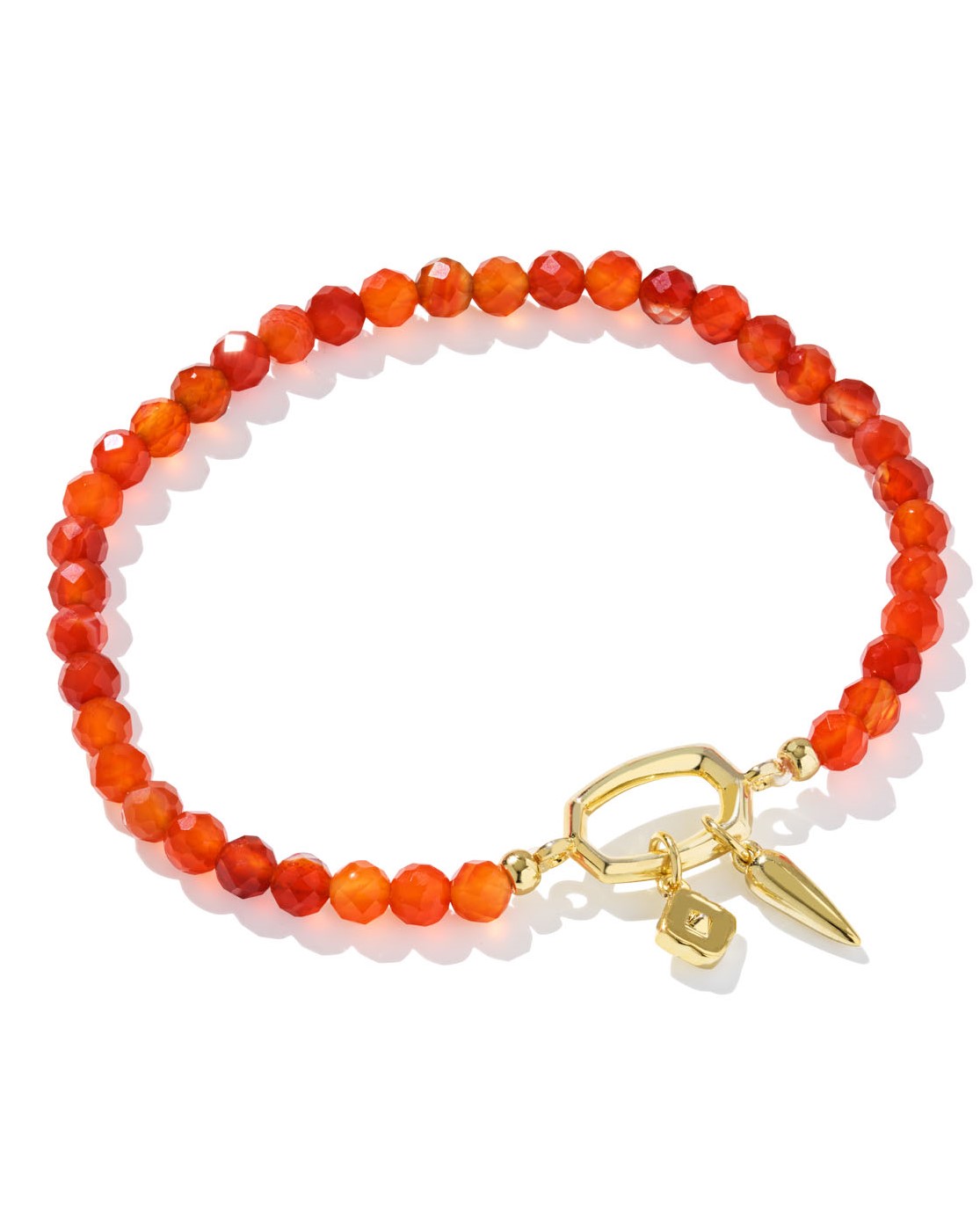 KENDRA SCOTT SYLVIA ORANGE BANDED AGATE GOLD TONE STRETCH BRACELET