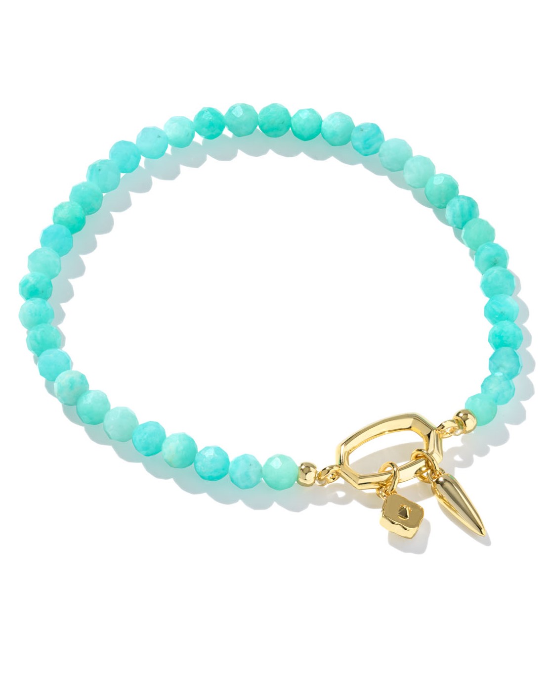 KENDRA SCOTT SYLVIA TEAL AMAZONITE GOLD TONE STRETCH BRACELET