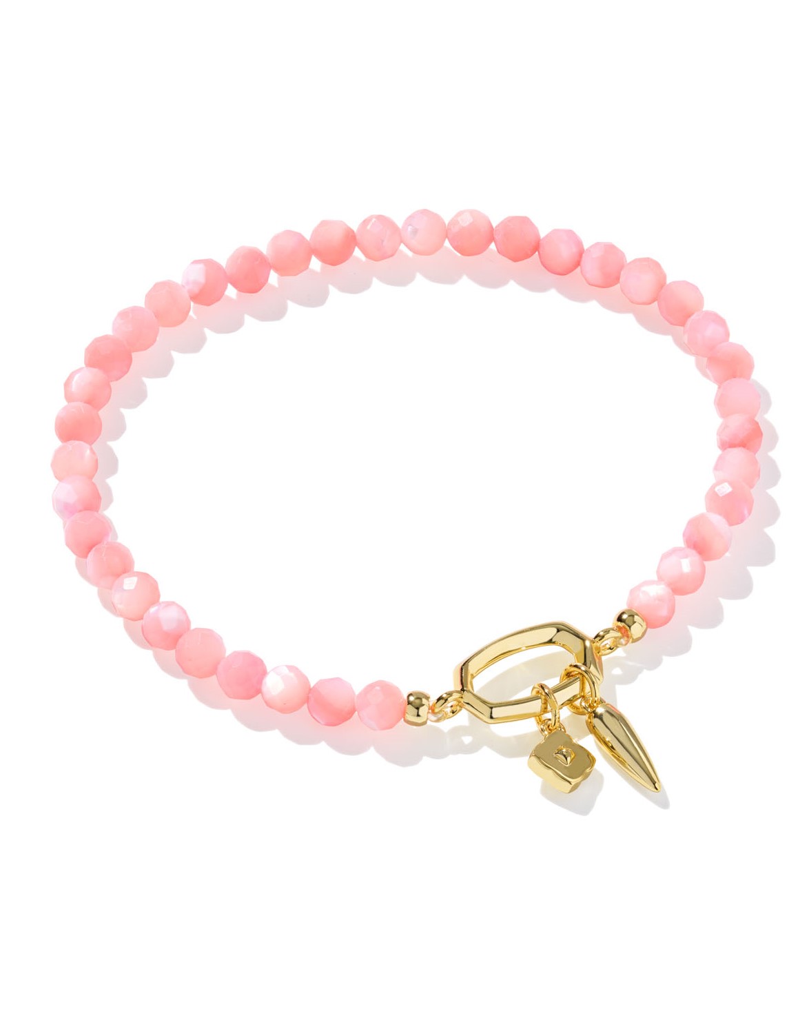 KENDRA SCOTT SYLVIA PINK CHALCEDONY GOLD TONE STRETCH BRACELET