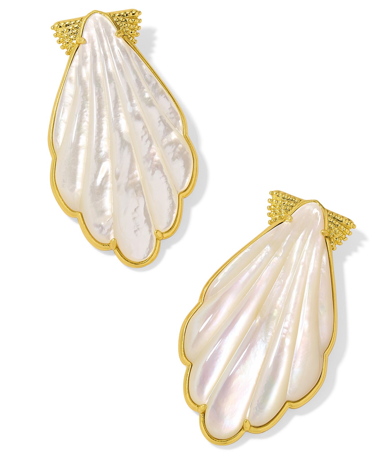 KENDRA SCOTT ALEXA IVORY MOTHER OF PEARL VINTAGE GOLD TONE STATEMENT EARRINGS
