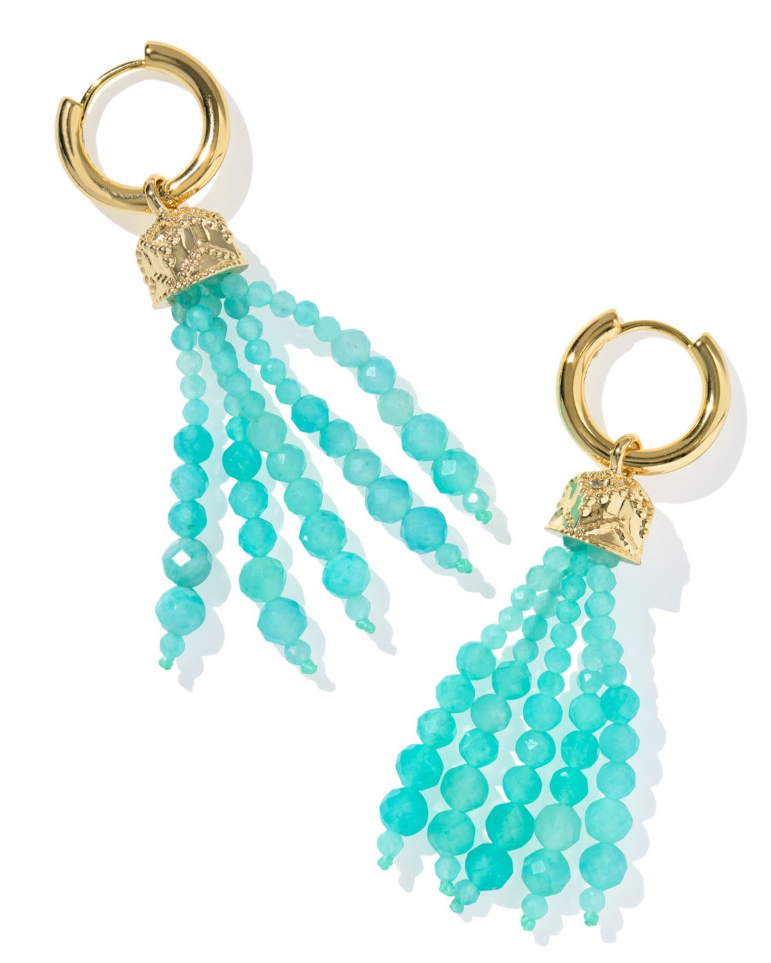 KENDRA SCOTT SYLVIA TEAL AMAZONITE GOLD TONE HUGGIE EARRINGS