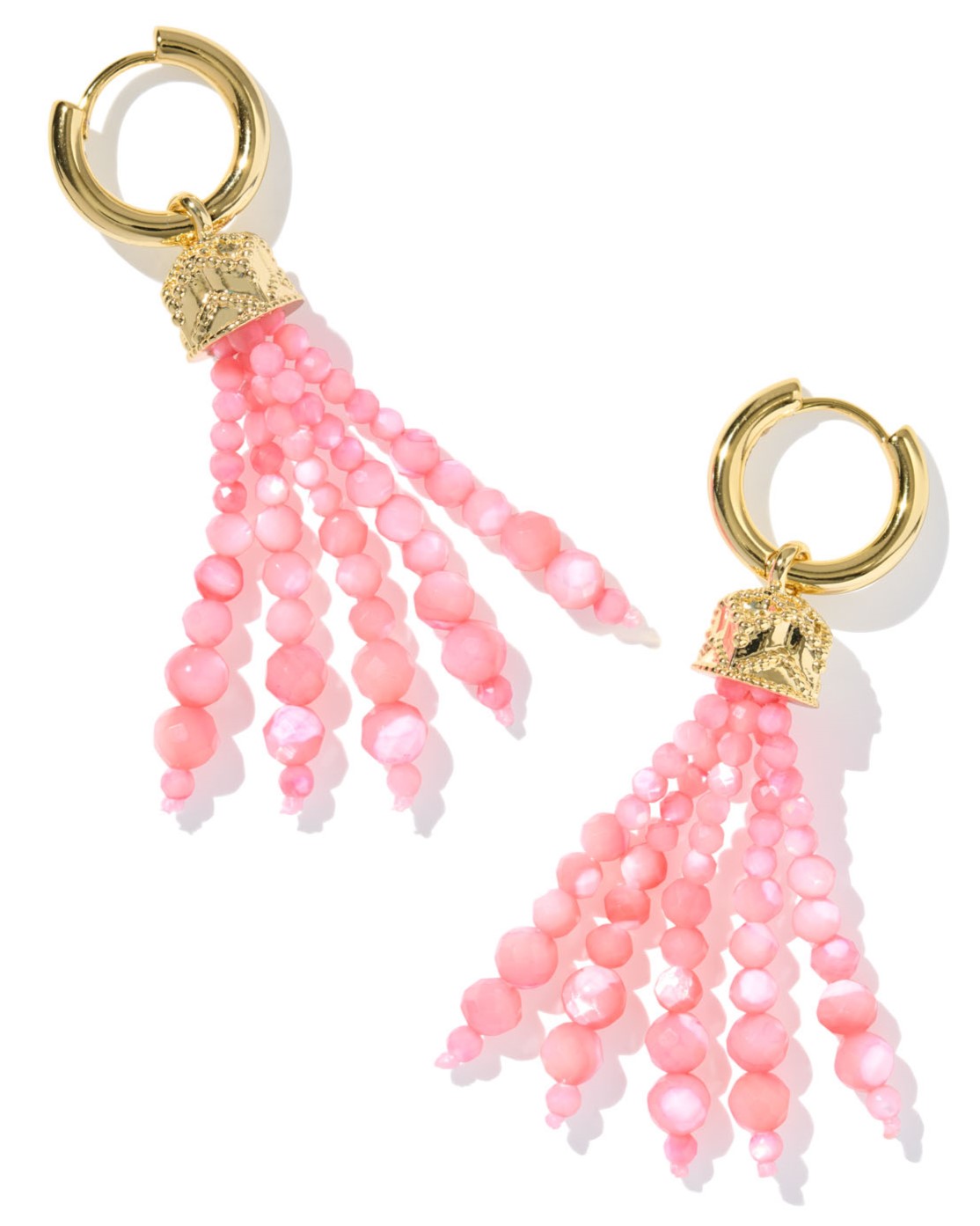 KENDRA SCOTT SYLVIA PINK CHALCEDONY GOLD TONE HUGGIE EARRINGS