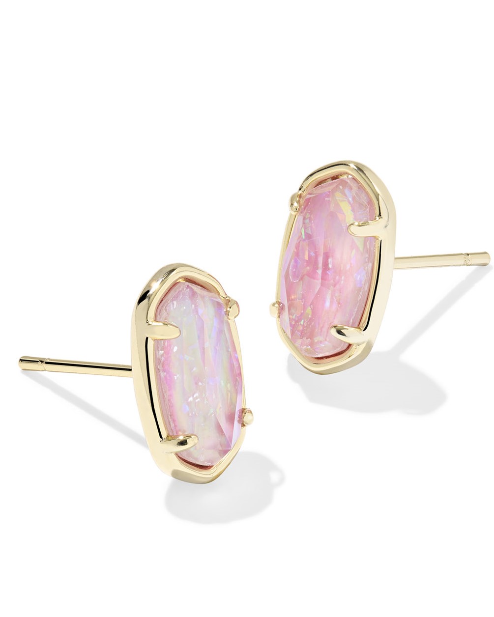 KENDRA SCOTT GRAYSON STONE PINK IRIDESCENT MOTHER OF PEARL GOLD TONE STUD EARRINGS