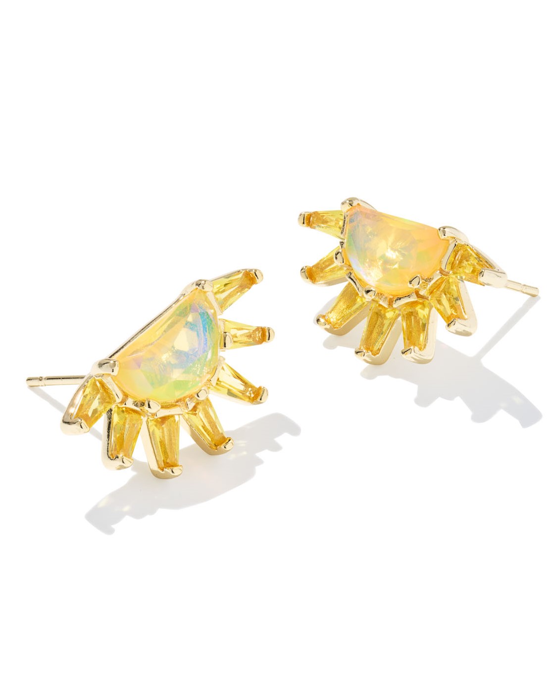 KENDRA SCOTT SAMANTHA SUN YELLOW OPAL MIX GOLD TONE STUD EARRINGS