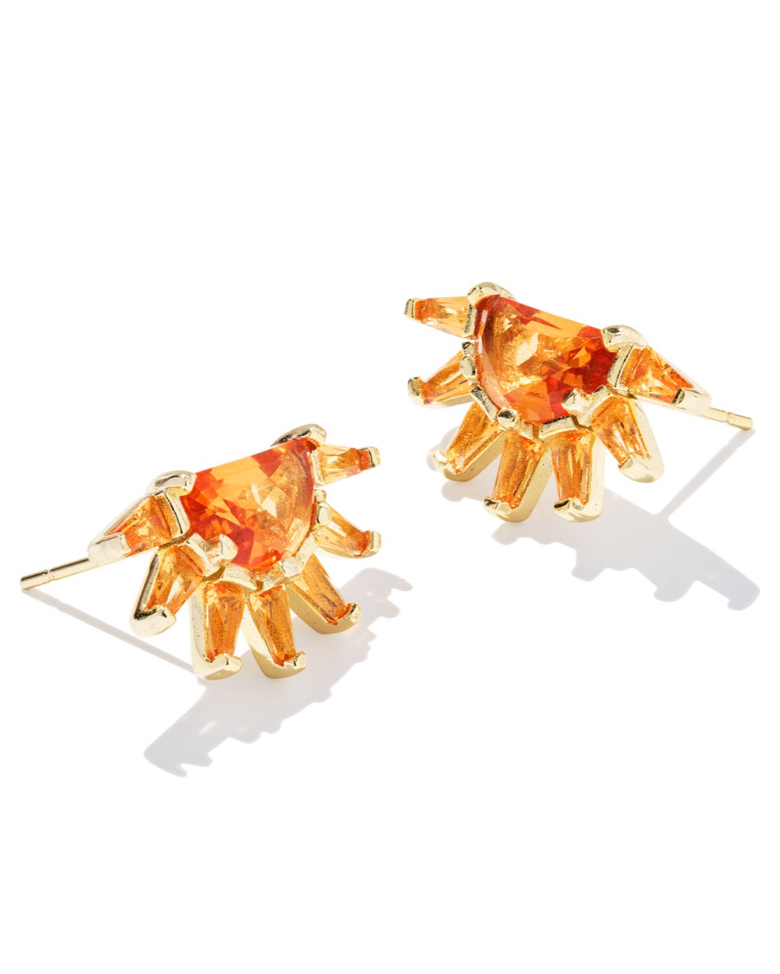 KENDRA SCOTT SAMANTHA SUN ORANGE GLASS GOLD TONE STUD EARRINGS