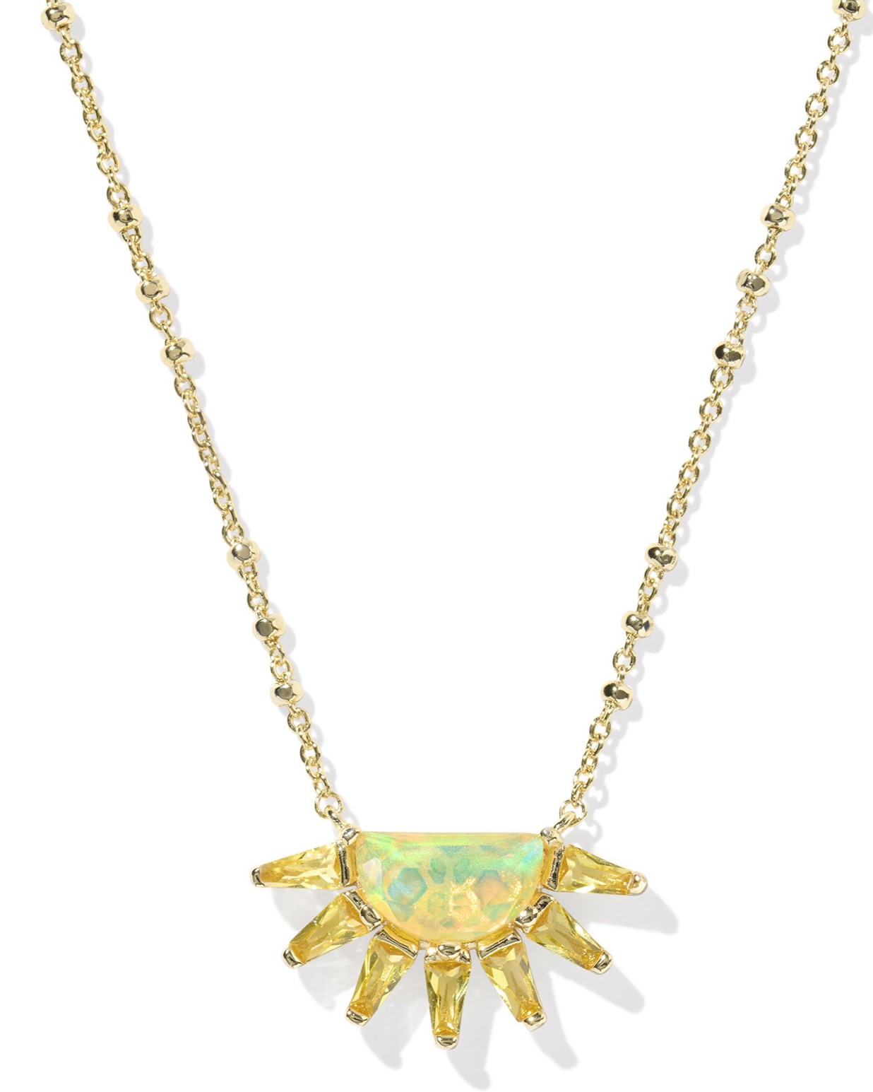 KENDRA SCOTT SAMANTHA SUN YELLOW OPAL MIX GOLD TONE PENDANT NECKLACE