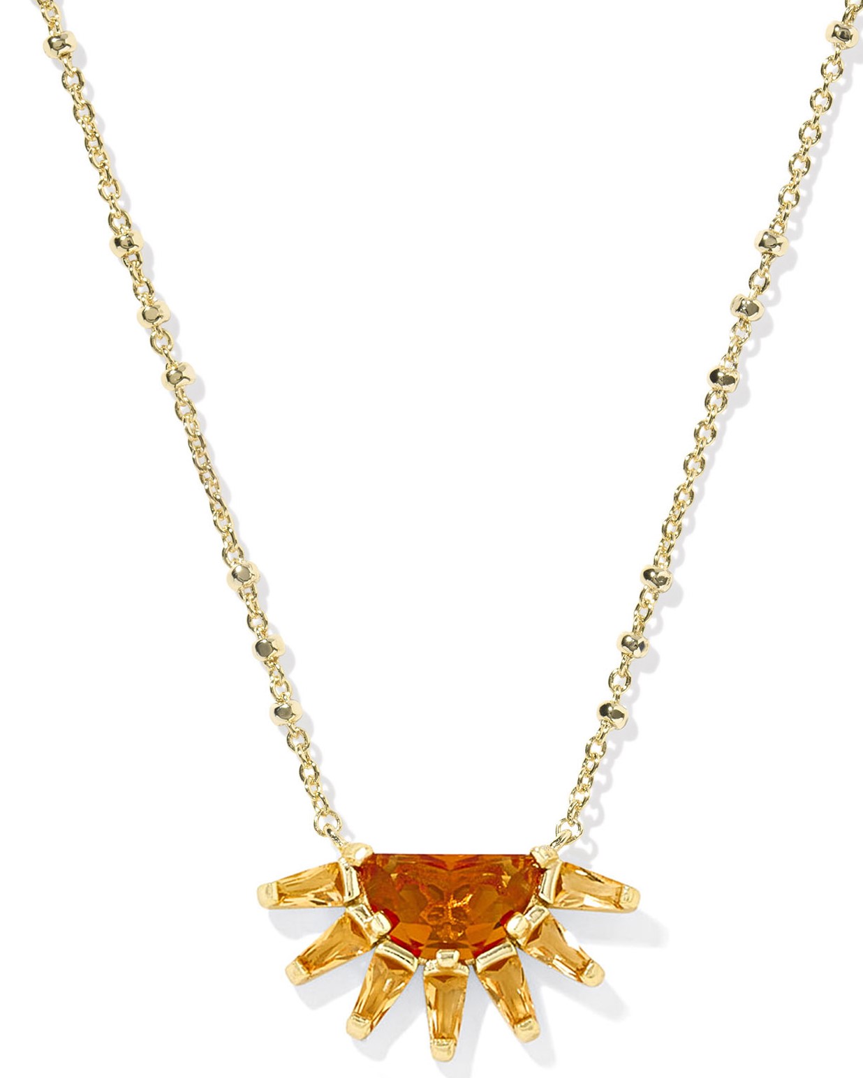 KENDRA SCOTT SAMANTHA SUN ORANGE GLASS GOLD TONE PENDANT NECKLACE