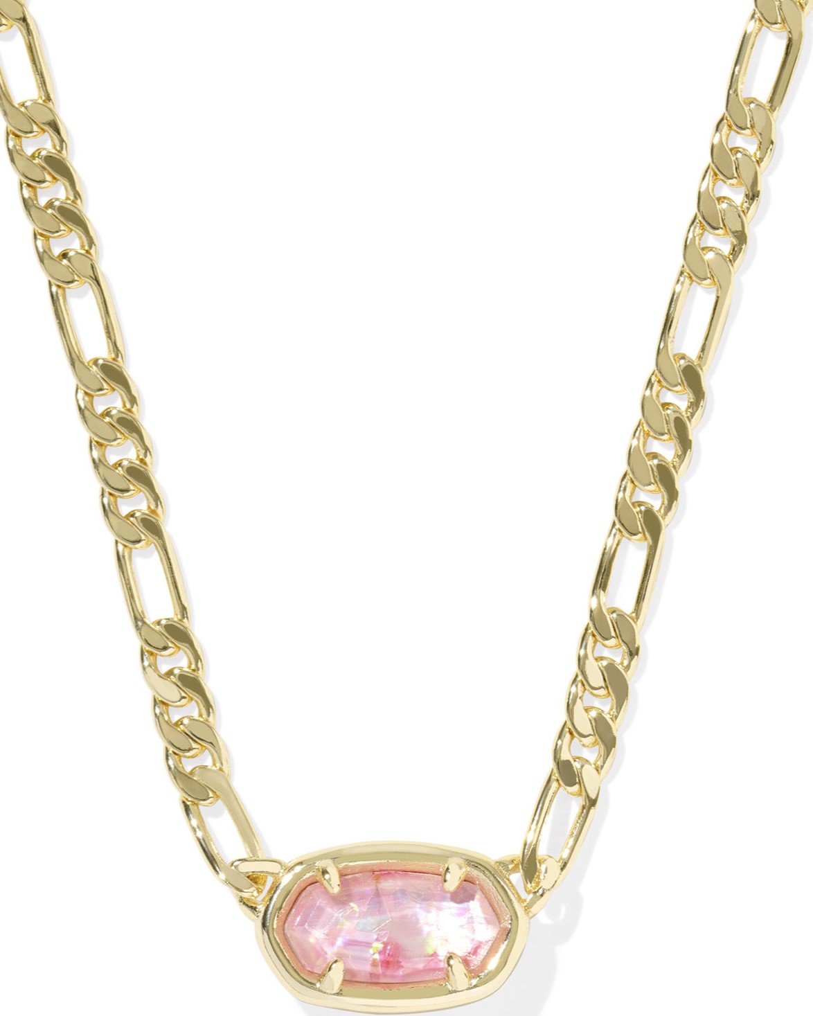KENDRA SCOTT ELISA PINK IRIDESCENT MOTHER OF PEARL GOLD TONE FIGARO PENDANT NECKLACE