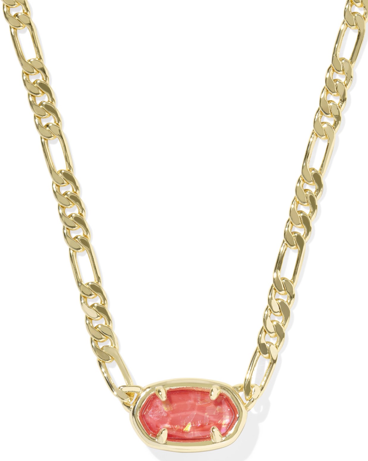 KENDRA SCOTT ELISA PAPAYA IRIDESCENT MOTHER OF PEARL GOLD TONE FIGARO PENDANT NECKLACE