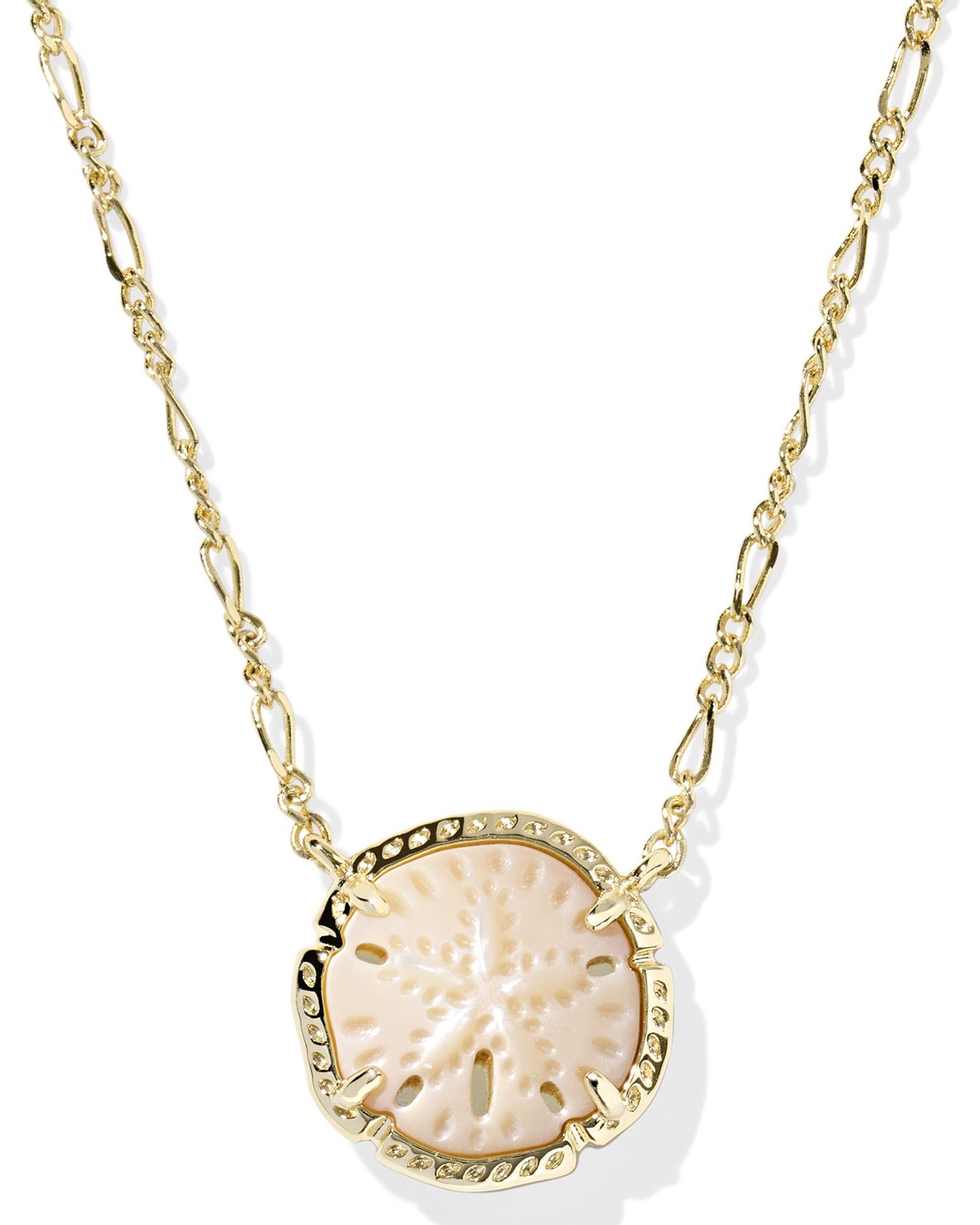 KENDRA SCOTT SAND DOLLAR NATURAL MOTHER OF PEARL GOLD TONE PENDANT NECKLACE