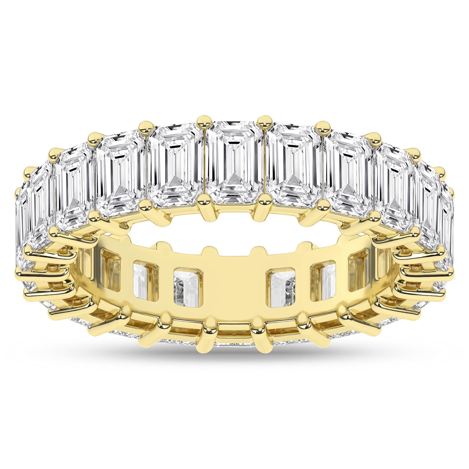 SUPER MAN MADE CREATED 5.50CTW DIAMOND ETERNITY BAND CONTAINING: 22 EMERALD CUT DIAMONDS E-F VS 14KY