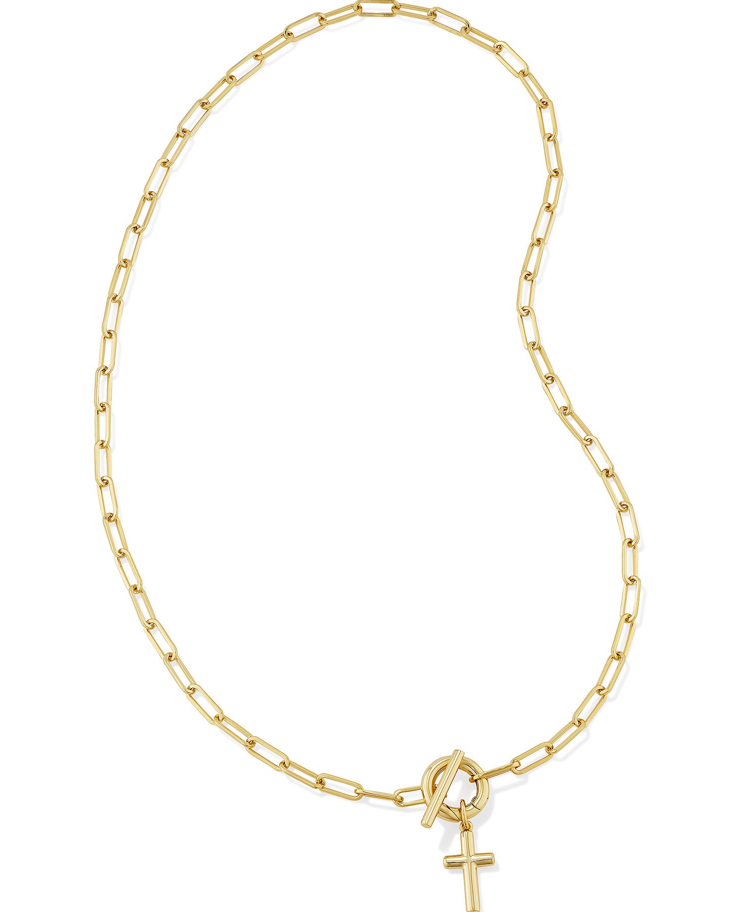 KENDRA SCOTT CROSS LINK AND CHAIN GOLD TONE NECKLACE