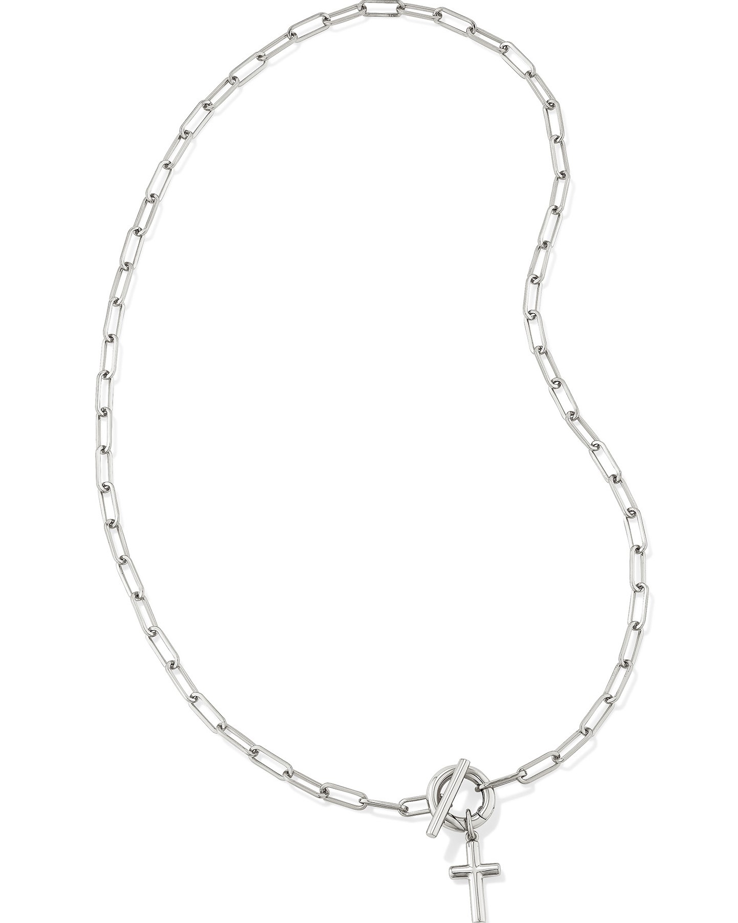 KENDRA SCOTT CROSS LINK AND CHAIN RHODIUM NECKLACE