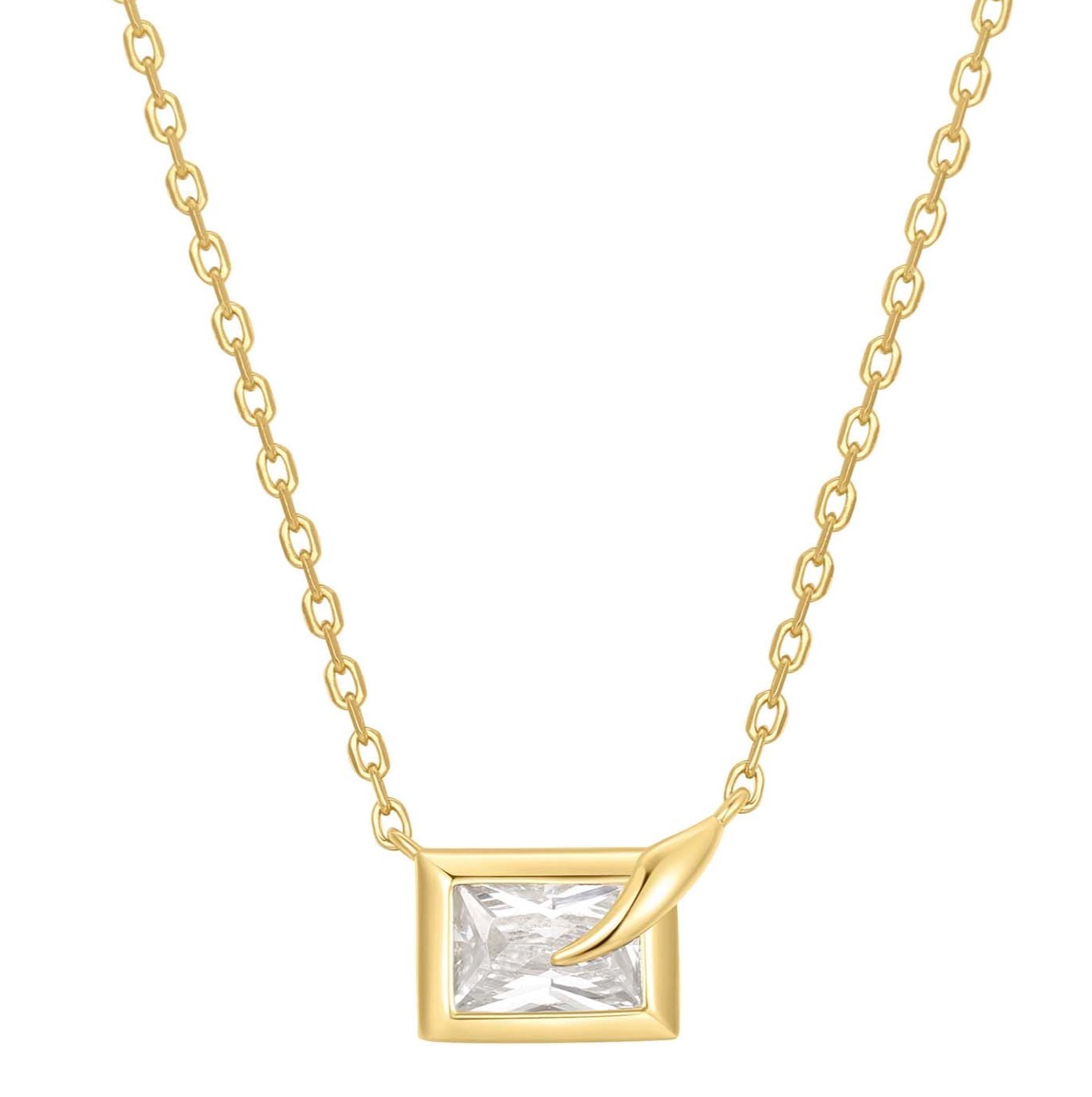 ANIA HAIE BEZEL-SET CUBE GOLD TONE NECKLACE