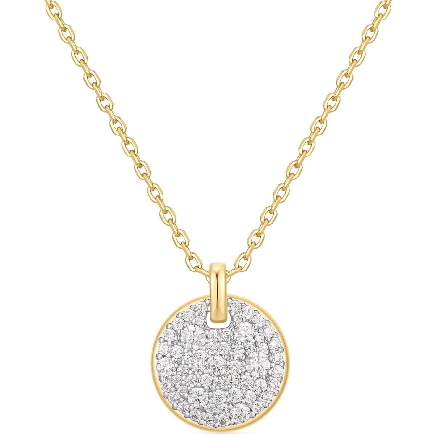ANIA HAIE TWO-TONE PAVE DISC NECKLACE