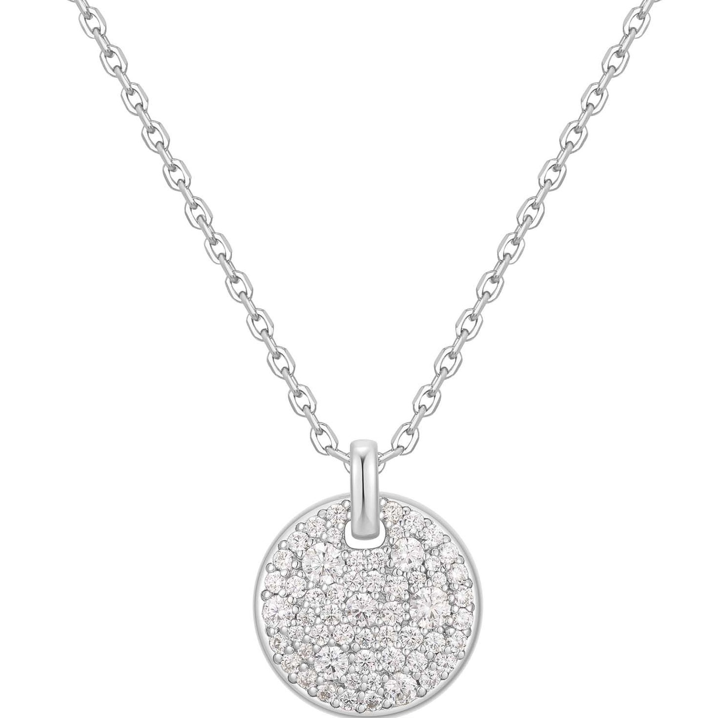ANIA HAIE LARGE PAVE DISC SILVER TONE NECKLACE
