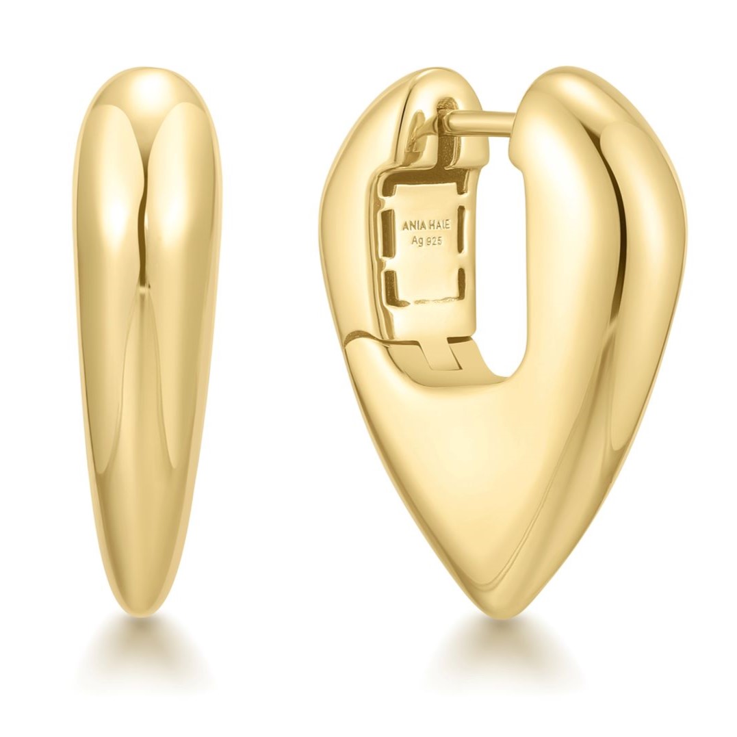 ANIA HAIE GOLD PUFFY SHIELD HOOP EARRINGS