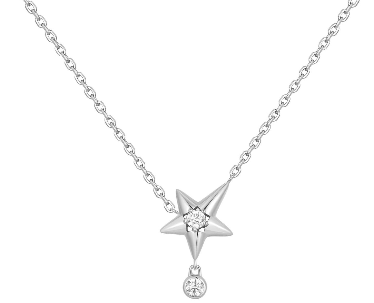 ANIA HAIE SILVER SPARKLING STAR DROP NECKLACE