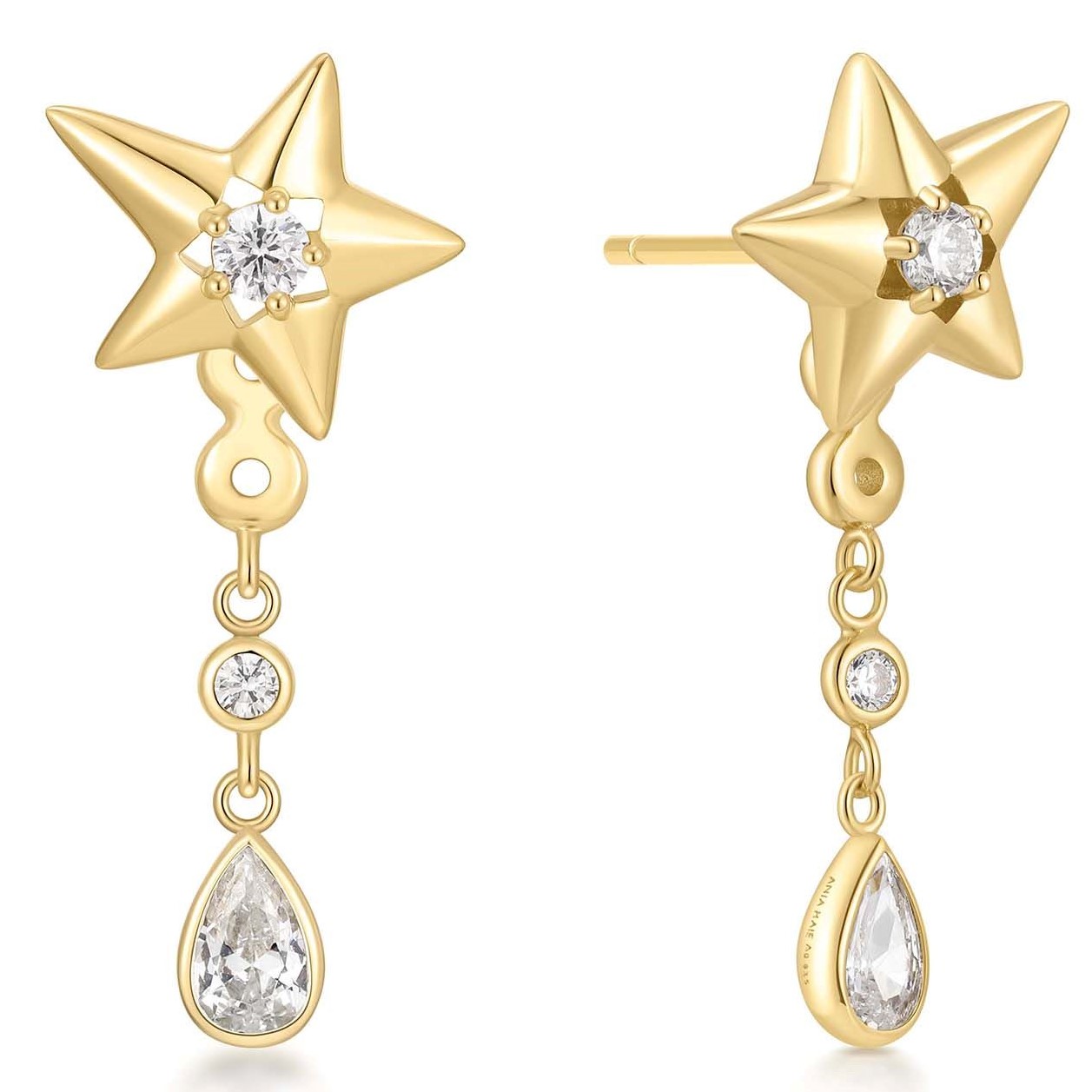 ANIA HAIE GOLD SPARKLING STAR DROP STUD EARRINGS