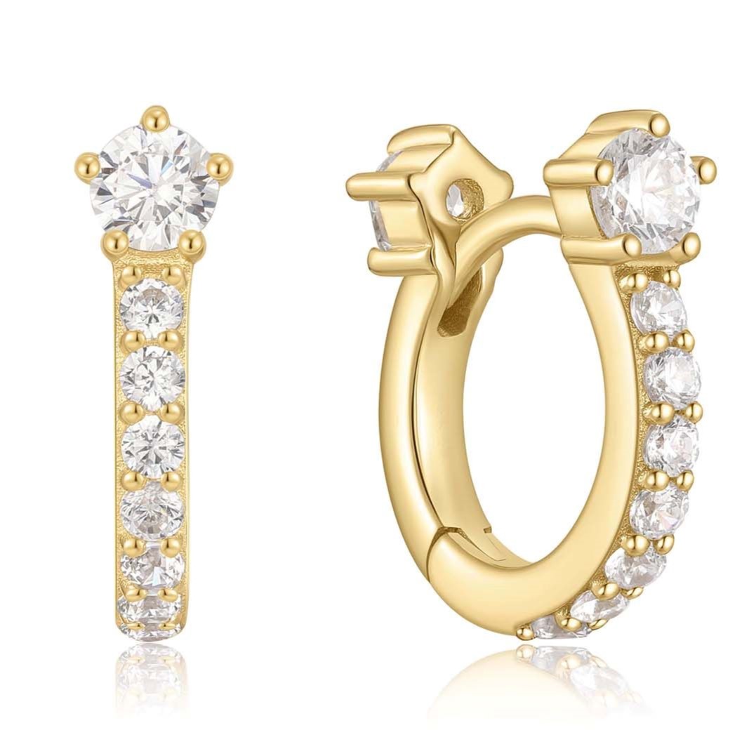 ANIA HAIE GOLD SPARKLING PAVE HUGGIE HOOP EARRINGS