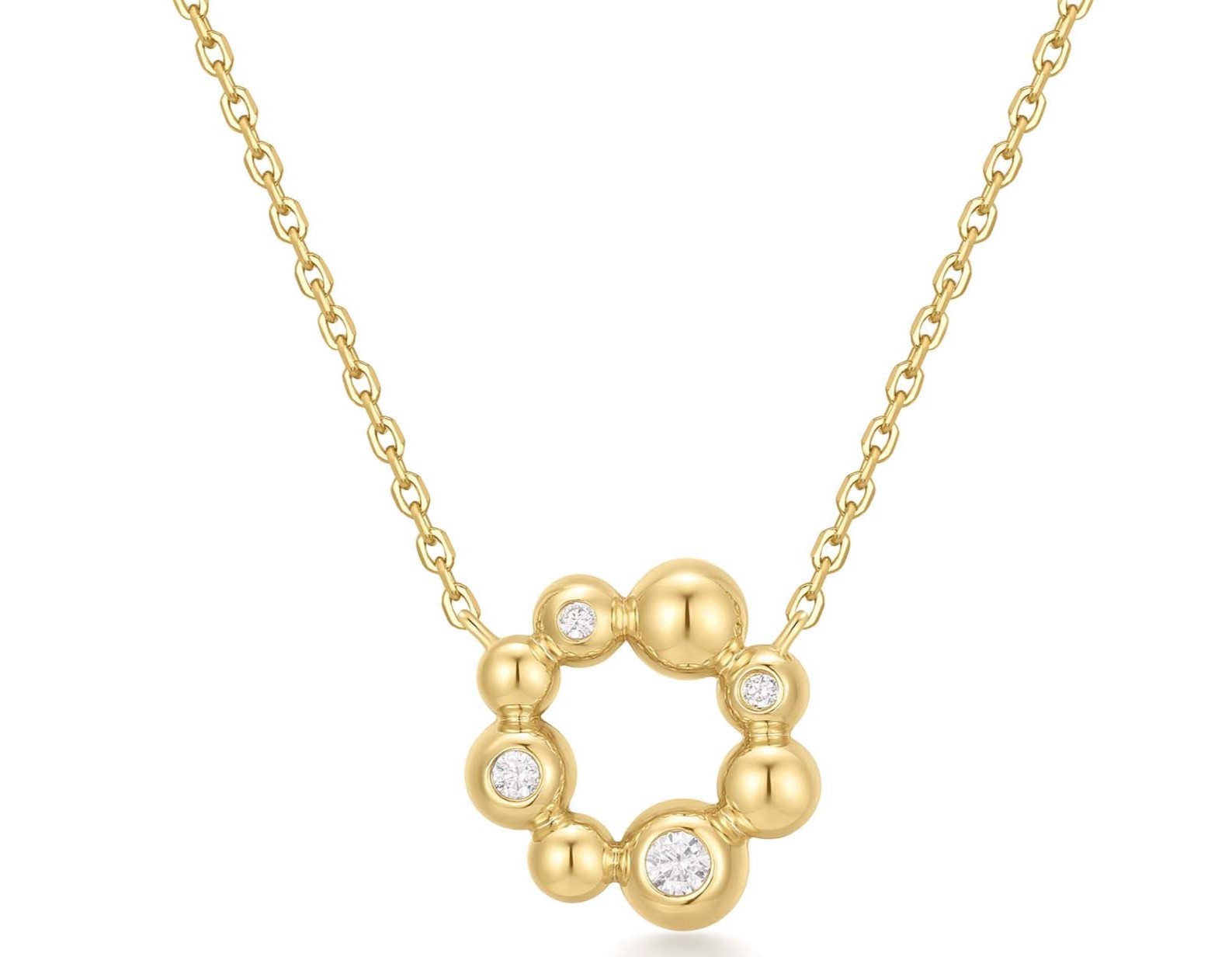 ANIA HAIE GOLD ASYMMETRIC BEADED CIRCLE NECKLACE