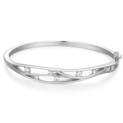 ELLE BETWEEN CZ SILVER 6.5" CUFF BANGLE
