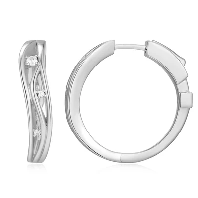 ELLE BETWEEN CZ SILVER HOOP EARRINGS