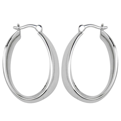 ELLE SILVER 20X30MM OVAL HOOP EARRINGS