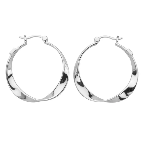 ELLE 30MM TWISTED HOOP EARRINGS SILVER