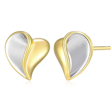 ELLE AMOUR SILVER/YELLOW GOLD PLATE EARRINGS