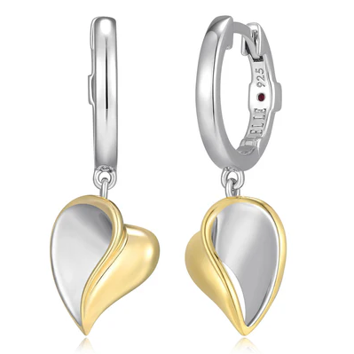 ELLE AMOUR SILVER/YELLOW GOLD PLATE DANGLE EARRINGS
