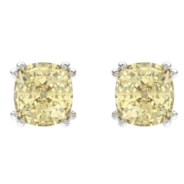 SUPER MAN MADE CREATED 2.00CTW YELLOW CUSHION DIAMOND SOLITAIRE STUD EARRINGS VS1-VS2 14KW